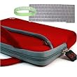 Kroo RED neoprene sleeve 10 inch with dual pockets and built in handles for Acer Aspire One AOD150 10.1-Inch laptop + Acer Keyboard Skin Cover + Vangoddy tm, Live*Laugh*Love wrist band!!!