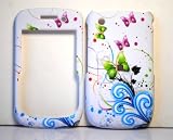 White with Green Blue Butterfly Rubberized Snap on Hard Skin Shell Protector Cover Case for Blackberry Curve 8520 8530 + Belt Clip