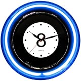 Trademark 14.5-Inch Quartz Eight Ball Clock - Blue Neon