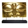 Large Wooden Hand Carved Gold Buddha Face Stand