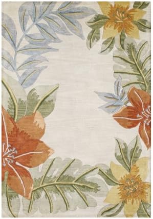 ZnZ Rugs Gallery 24062_5X8 Hand Made New Zealand Blend Wool Rug, 5 by 8-Feet, Tan/Rust/Bluish Grey/Olive Green/Light Grey