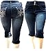 LA CHULA Women's Plus Size Stretch Premium Black Denim Jeans Capri HIGH Waist
