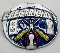 ELECTRICIAN (Occupation) Enamel Pewter Buckle