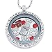 Round Necklace Floating Charm Locket with Bamboo Chain