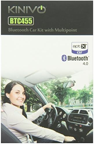 Kinivo BTC455 Bluetooth Hands-Free Car Kit for Cars with Aux Input Jack (3.5 mm) - Supports aptX and Multi-point Connectivity