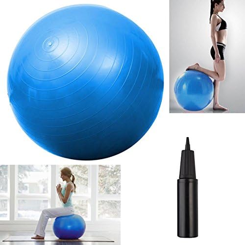 Blue Exercise Ball 29" Yoga Pilates Balance Gymnastic Fitness with Air Pump