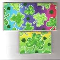 Checkbook Cover Debit Set Made with St Patricks Day Shamrock Rainbow Stripe Fabric