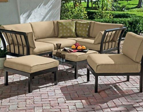 Outdoor Patio Sectional 7-Piece Stylish Furniture Sofa Set Seats Deep Seating