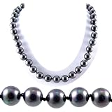 AugustinaJewelry Single Strand 18 Inch 10MM Black Shell Pearl Necklace