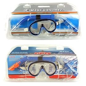 Snorkel and face mask scuba set - red/yellow/bue