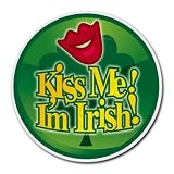 Round Mousepad of Kiss Me I'm Irish (Green Shamrock, Celtic, Club, Gold, Irish, Ireland, Little,...