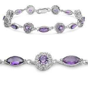 7.80 Carat Genuine Amethyst and Tanzanite Silver Bracelet by