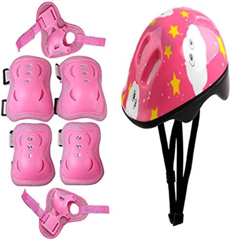 Eforstore Sports 7pcs Cycling Bike Riding Skating Helmet and Pads Chilren's Kids Protective Pads Knee Elbow Wrist Head Protection Skateboard Helmet and Pads Set