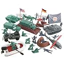 Military Defender 90+ piece WII Army Men Boxed Set: USA vs. Germany 54mm Figures, Tanks, Trucks, and Accessories
