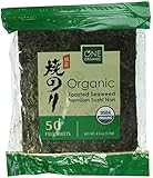 ONE ORGANIC Sushi Nori Premium Roasted Organic Seaweed (50 Full Sheets)