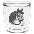 Horse (Gray & White) 12 oz Double-Old-Fashioned Insulated Beverage Tumbler, Clear