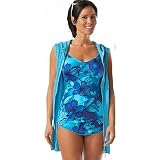 Palm Island Hooded Zip Front Cover Up