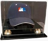 Baseball Cap Display Case with Gold Risers and Engraved MLB Team Logo