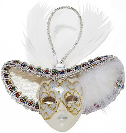Miniature Masquerade Venetian Mask Ornament with Hat/one Set of 100 Pieces (Silver)