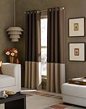 Curtainworks Kendall Color Block Grommet Curtain Panel, 52-Inch by 84-Inch, Chocolate