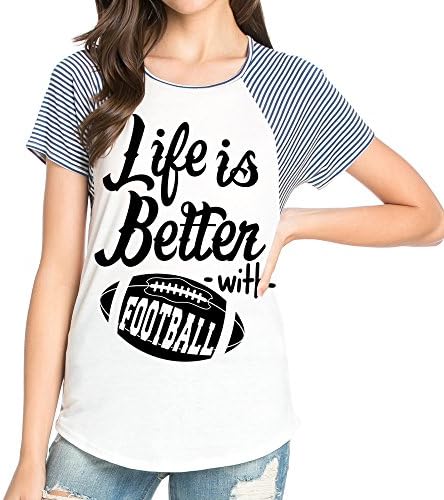 FOOTBALL, LIFE IS BETTER WITH FOOTBALL - GRAPHIC SPORTY ROUND NECK T-SHIRTS