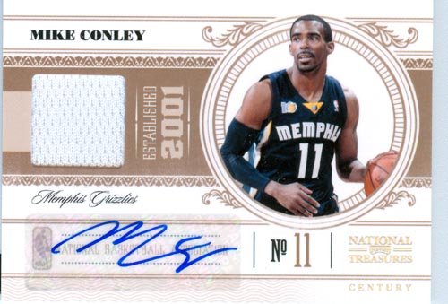 2011 Playoff National Treasures Authentic Mike Conley Autograph Game Worn Jersey Card