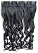 Beauty Wig World 23Inch 130gr One Piece 3/4 Full Head Curly Wave Clips in on Synthetic Hair Extensions Hairpiece Color#1