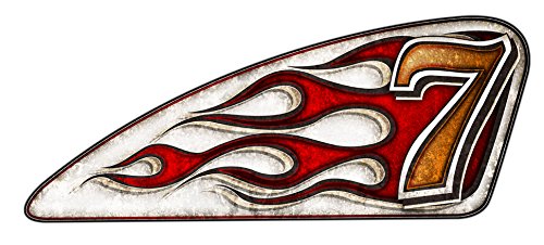 Harley Davidson Sportster Motorcycle Vinyl Fuel Tank Decals (Removeable) - Lucky 7 - Large - 14" x 5 1/2" (Gloss) (Pair - Left & Right) - Spades Cycle Graphics