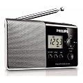Philips AE 1850 Tragbares Radio (UKW-/MW-Tuner, Uhr, Weckfunktion) schwarz/silber