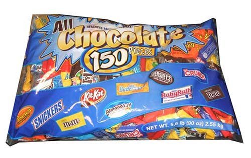 All Chocolate 150 Piece Halloween Chocolate Bars Candy Assortment Fun Size Ca