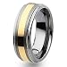 14K Gold Plated Ridged Edge Satin & Polished Tungsten Carbide Ring (8.0 mm) - Sizes 7-13