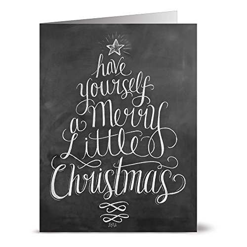 Have Yourself a Merry Little Christmas - 36 Chalkboard Note Cards - Blank Cards - Kraft Envelopes Included