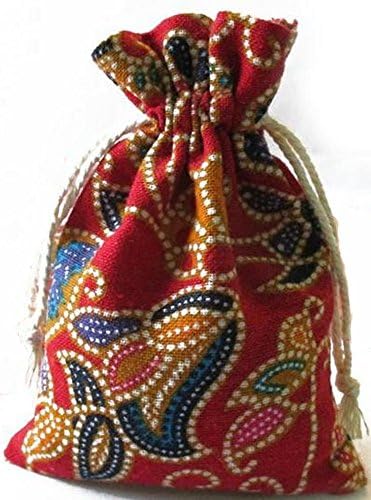 10 Pieces of Egyptian Style Coin / Jewelry / Gift / Party / Goodie / Candy / Accessories Drawstring Pouch / Bag - Small Size 4X4.5 Inches (Crimson Red)