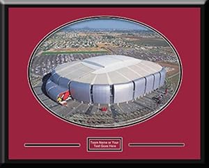 Arizona Cardinals Uni Of Phoenix Aerial View Large Stadium Poster with team plaque-Framed With Team Color Double Matting