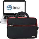 Evecase Ultra-Portable Universal Neoprene Carrying Sleeve for HP Stream 14 Quad Core Laptop with Beats Audio (Natural Silver)- Black