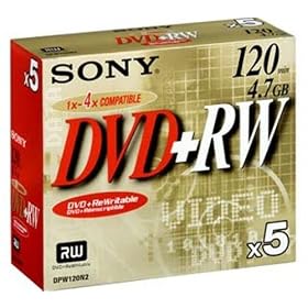 Sony DVD+RW (4X Speed) 5pk