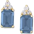 14K Yellow Gold London Blue Topaz and Diamond Earrings