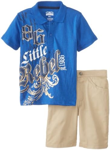 Little Rebels Little Boys' 2 Pieced Twill Short Set, Blue, 5