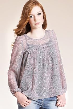 Girls' Limited Long Sleeve Snakeskin Print Blouse