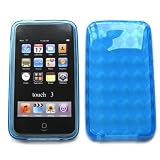 Apple iPod Touch 2nd & 3rd Generation Crystal Silicone Skin Case Transparent Light Blue Check Pattern