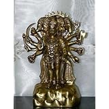 Panchamuhki Hanuman Statue 5 Faced Hanuman Hindu God Brass Sculpture 12inch