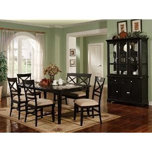 6pcs X Cross Back Design Black Finish Dining Room Set by visiondecor Furniture