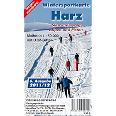 Wintersportkarte Harz: Skiwanderwege Loipen und Pisten. Ma�stab 1 : 50 000