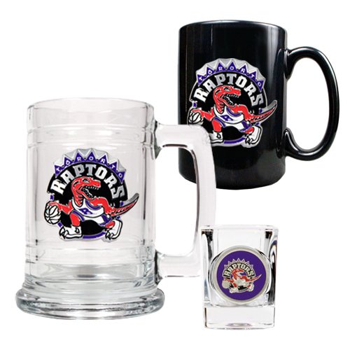 NBA Toronto Raptors 15-Ounce Tankard, 15-Ounce Ceramic Mug & 2-Ounce Shot Glass Set - Primary Logo