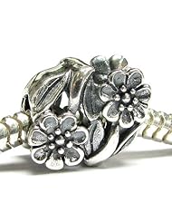 Mothers Day Gift Queenberry Sterling Silver Flower Leaves Bead for Pandora Troll Chamilia Biagi European Story Charm Bracelets