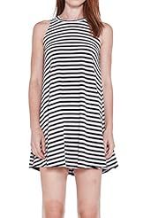 Striped Print Cotton/Polyester/Spandex Sleeveless  Dress
