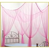 4 Poster Four Corner Pink Bed Canopy Mosquito Net Full Queen King by FineHome