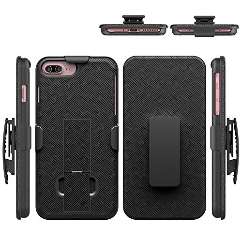 iPhone 7 Plus Case, HLCT Holster Combo Case with Kickstand and Swivel Belt Clip for Apple iPhone 7 Plus [5.5 inch] (Black)