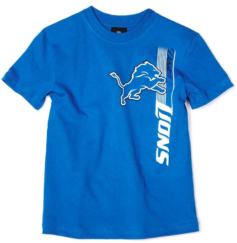 NFL Boys' Detroit Lions Vertical Presence Tee Shirt (Blue, Medium)