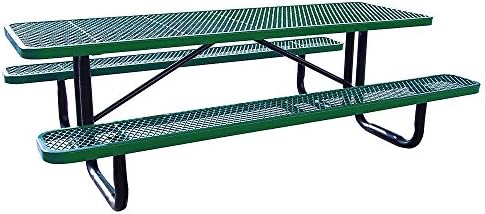 Leisure Craft Thermoplastic Coated Steel Picnic Table - 2-3/8" Frame - 8'L - Green - Green